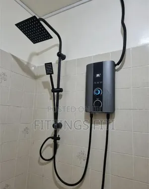 Tankless Electric Instant Water Heater +Black Rain Shower