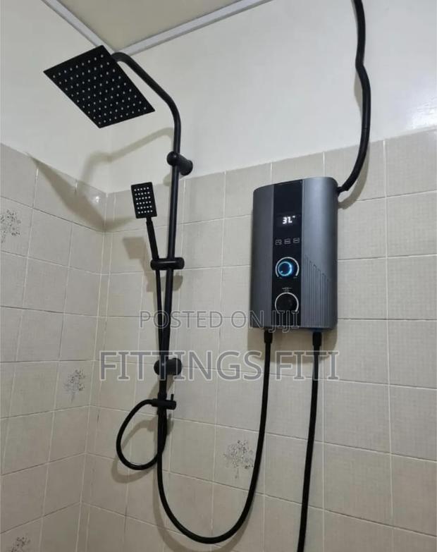 Tankless Electric Instant Water Heater +Black Rain Shower