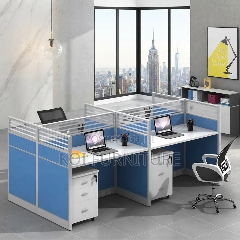 Office Workstation; Four Users Partioned Office Privacy Workstations
