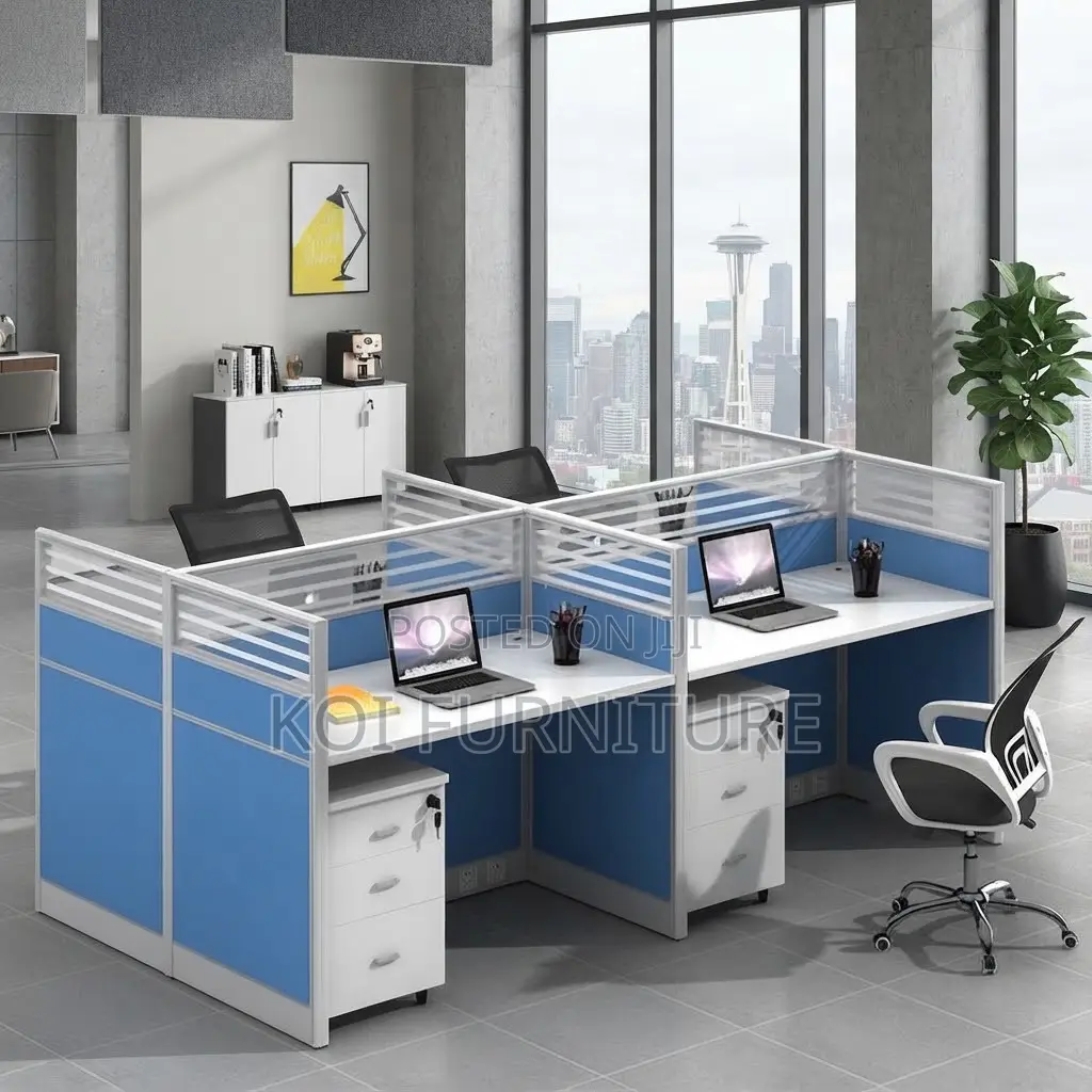 Office Workstation; Four Users Partioned Office Privacy Workstations