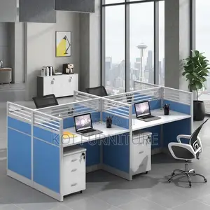 Office Workstation; Four Users Partioned Office Privacy Workstations