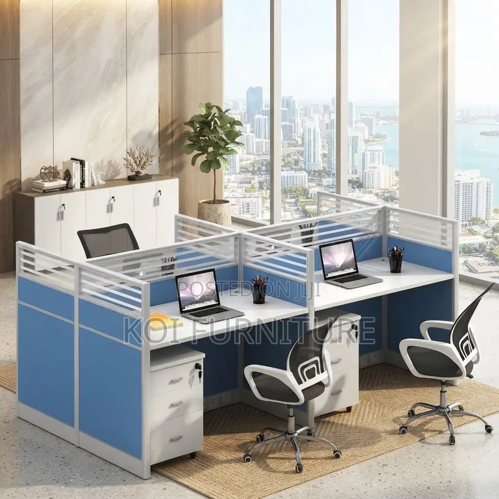 Office Workstation; Four Users Partioned Office Privacy Workstations