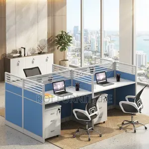 Office Workstation; Four Users Partioned Office Privacy Workstations