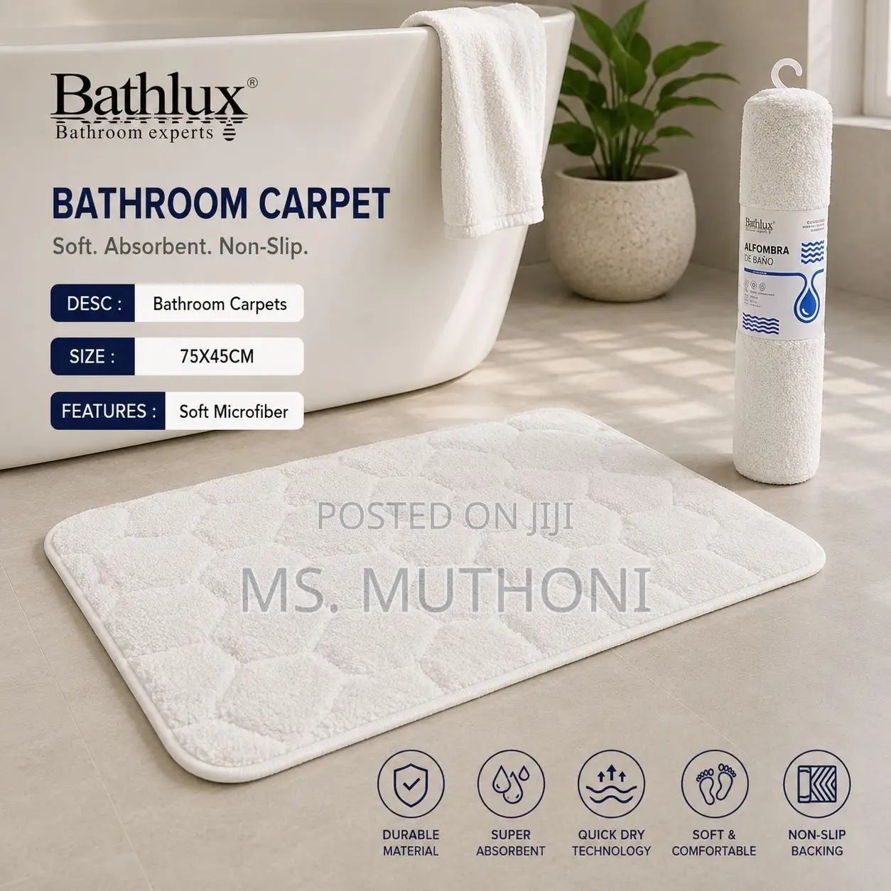 Super Absorbent Quick-Drying Bathroom Mats.