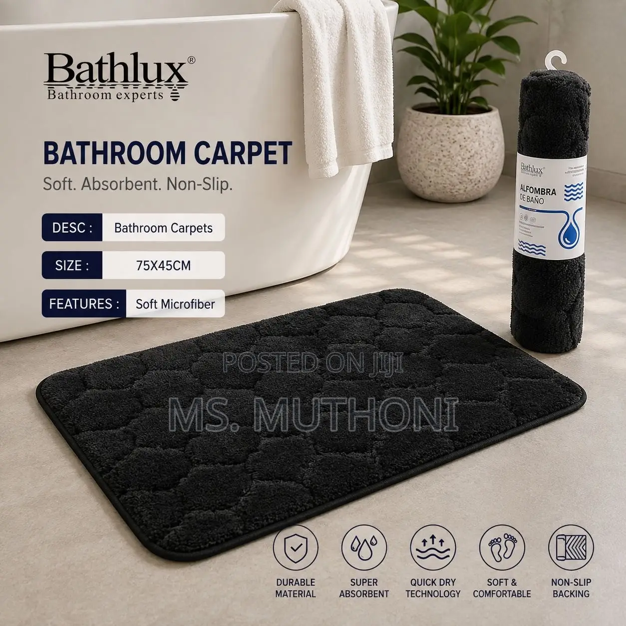 Super Absorbent Quick-Drying Bathroom Mats.