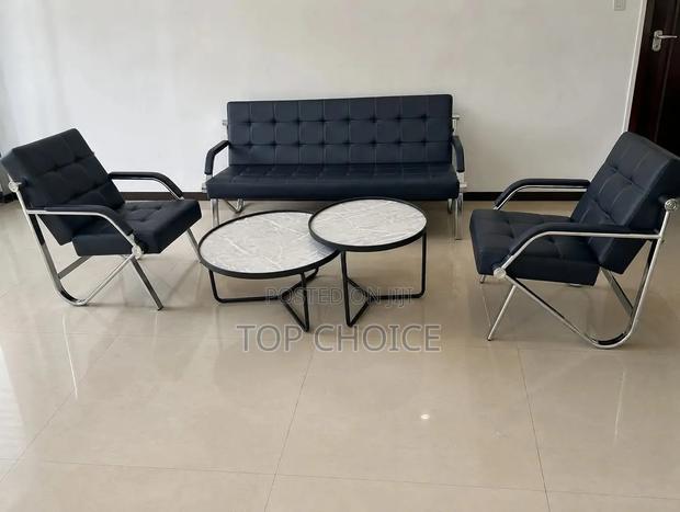 Modern Leather Office Waiting Sofa Set With Coffee Tables