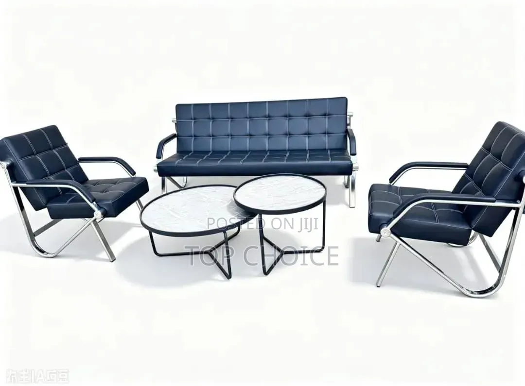 Luxury Office Reception Sofa Set With Marble Coffee Tables