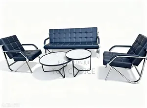 Luxury Office Reception Sofa Set With Marble Coffee Tables