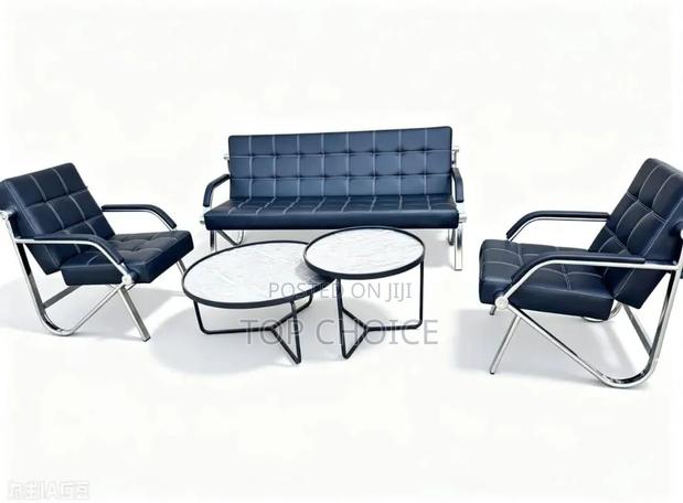 Luxury Office Reception Sofa Set With Marble Coffee Tables - main view
