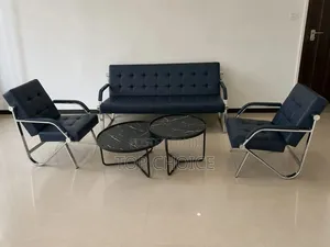 Luxury Office Reception Sofa Set With Marble Coffee Tables