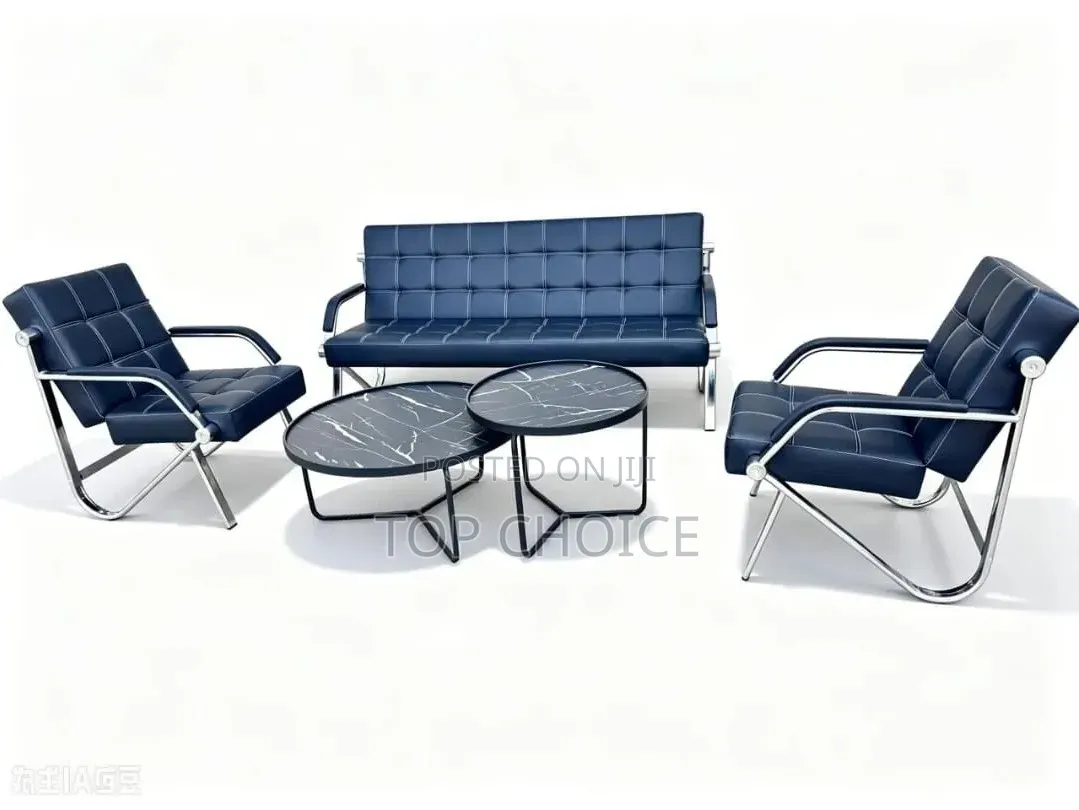 Modern Leather Office Waiting Sofa Set With Coffee Tables