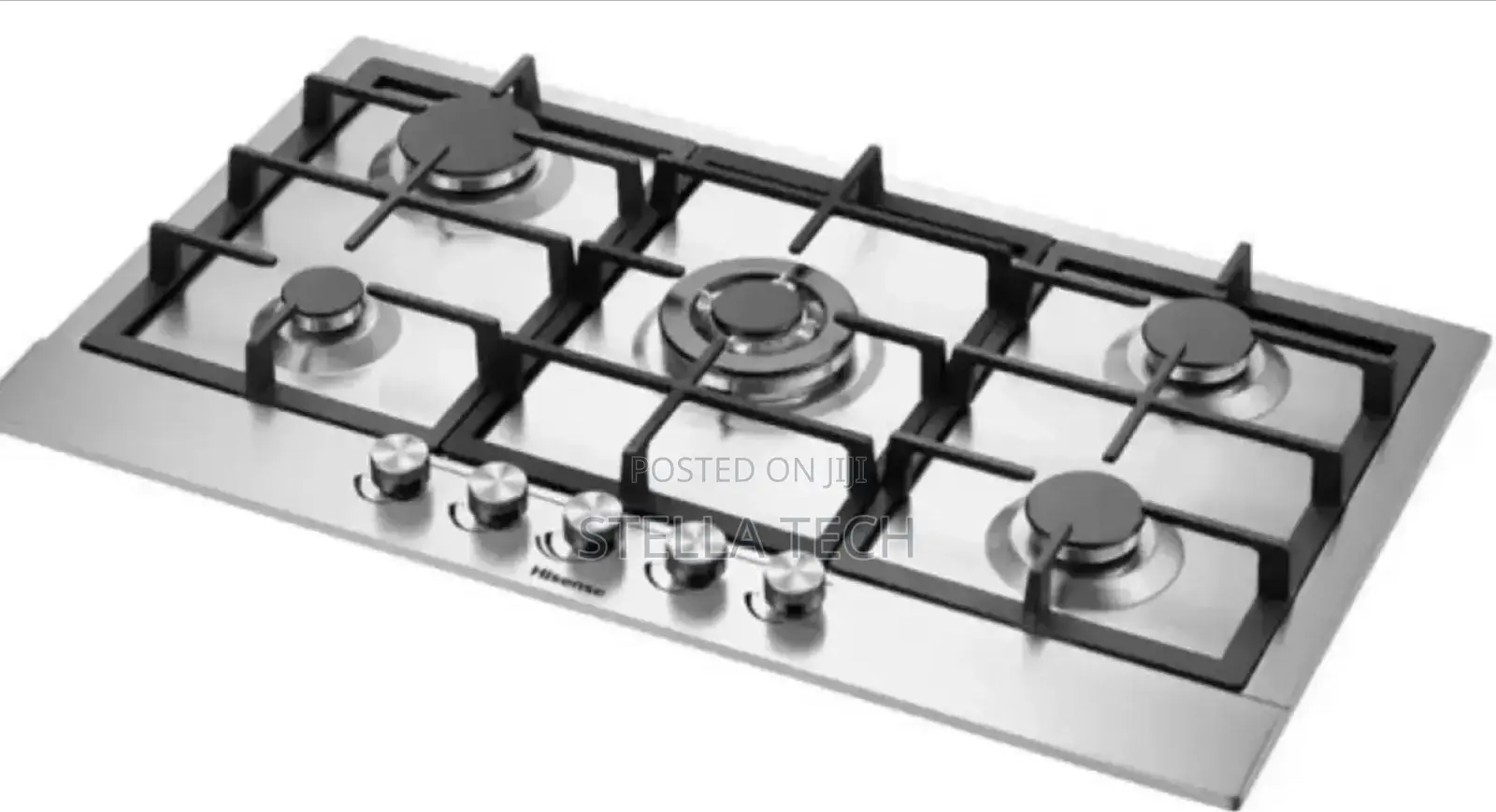 Hisense 86cm Built-in Gas Hob -Black Stainless Steel Panel