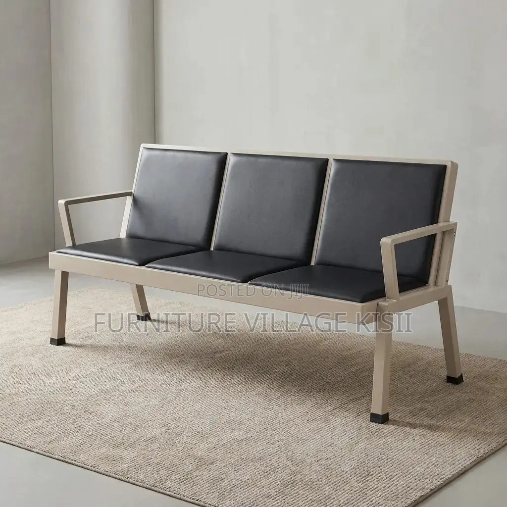 Office Bench; 3-Link Padded Reception Waiting Bench