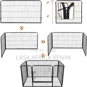 Portable Steel Foldable Pet Playpen Black Panels
