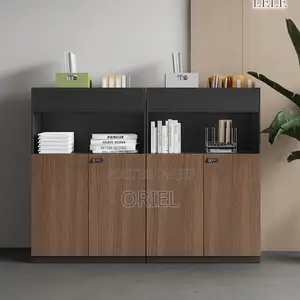 Office Credenza : 4-Door Wooden Office Filing Storage Credenza Cabinet