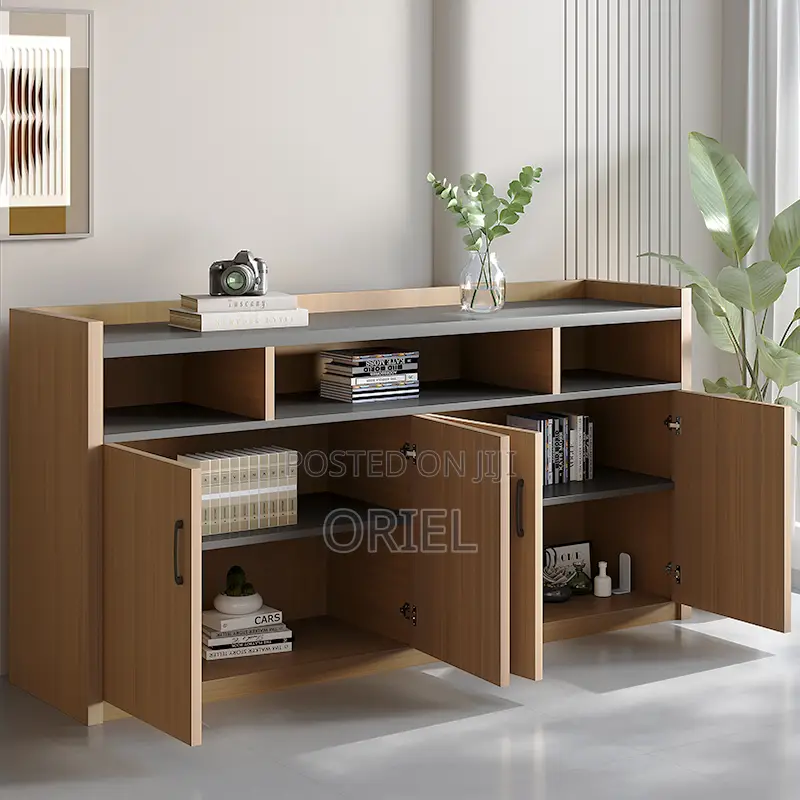 Office Credenza : 4-Door Wooden Office Filing Storage Credenza Cabinet