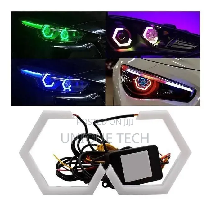 Car Hexagon DRL Headlights Multicolor