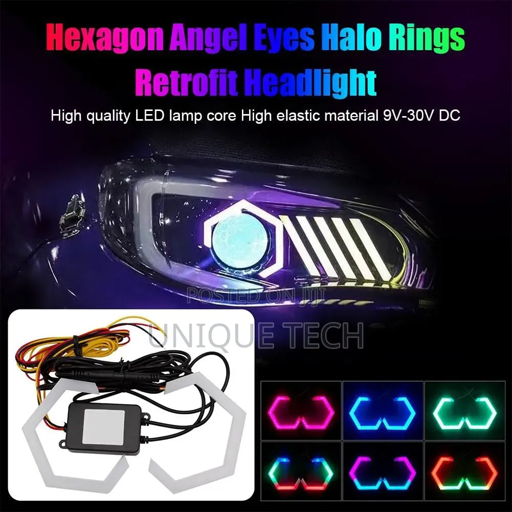 Car Hexagon DRL Headlights Multicolor