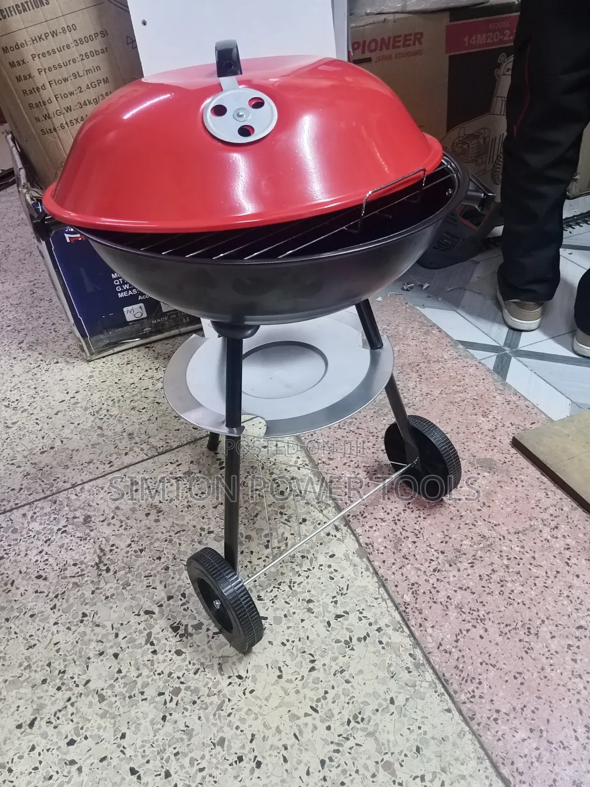 17" Kettle Trolley BBQ Charcoal Grill-Portable Outdoor Grill....