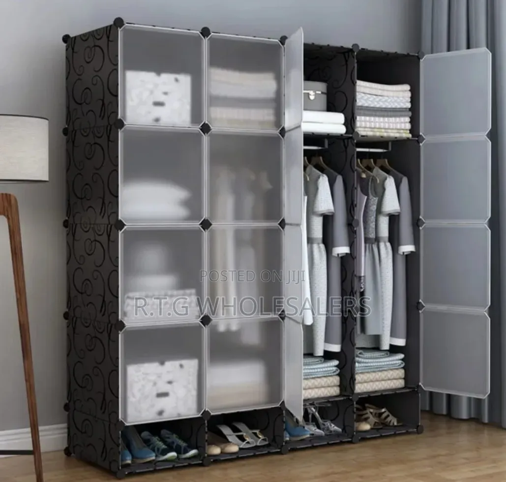 Portable 4‐Column Plastic Wardrobe – Multi‐Color Choice