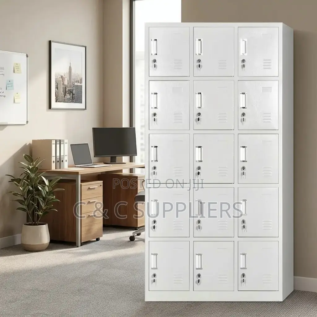15-Locker Metallic Gym Changing Locker Cabinet.
