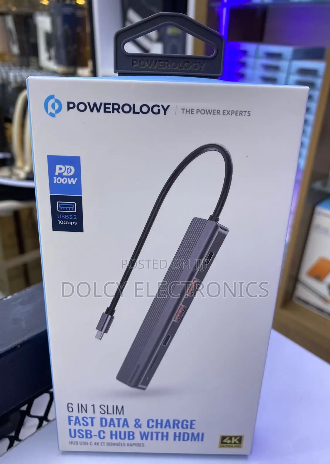 Powerology 6-in-1 Slim Fast Data and Charge USB-C Hub With HDMI