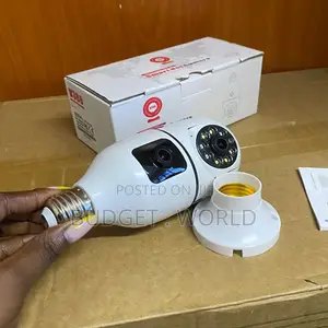 Crystal-Clear Dual Lens PTZ WiFi Bulb Camera –360°V380 Pro Indoor CCTV