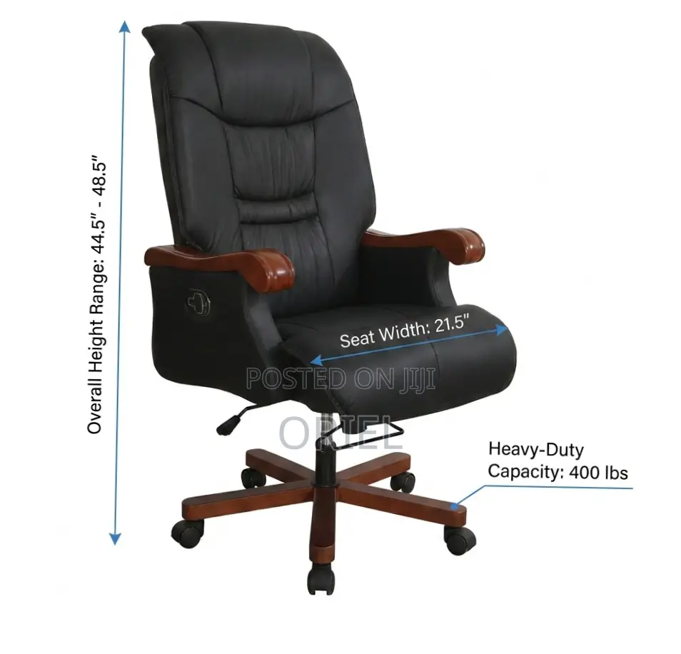 Office Chair : Luxury Solid Wood Frame Swivel Leather Chair
