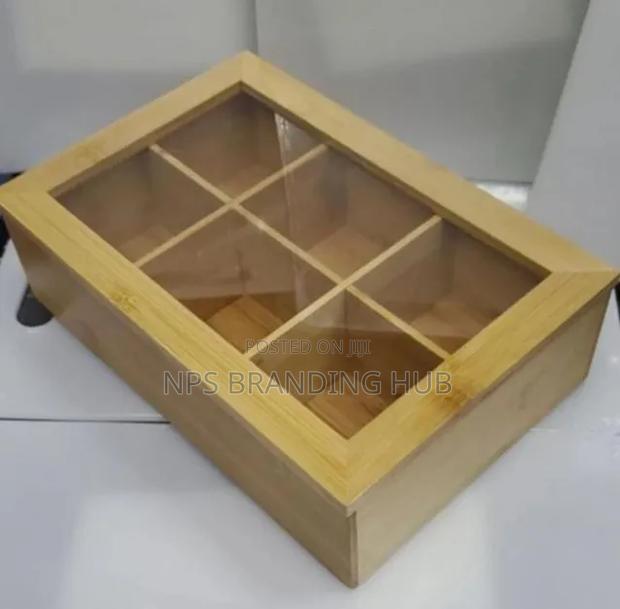 Wooden Tea Box Organizer 6 Compartments (Chu