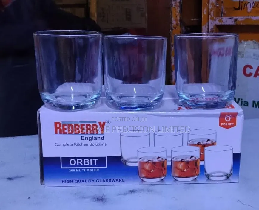 Whiskey RedBerry Orbit 300ml Glass Tumblers – 6-Piece Set