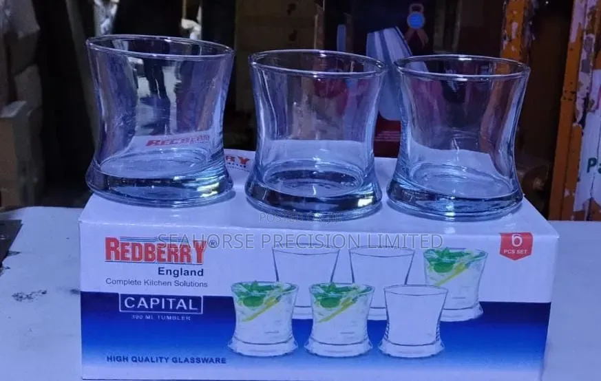 Whiskey RedBerry Capital 300ml Glass Tumblers – 6-Piece Set