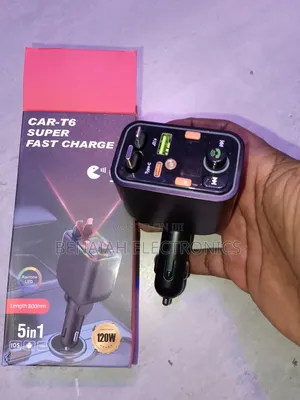 Car Super Fast Charger With Modulator, Type C &iPhone Cable(120 Watts)
