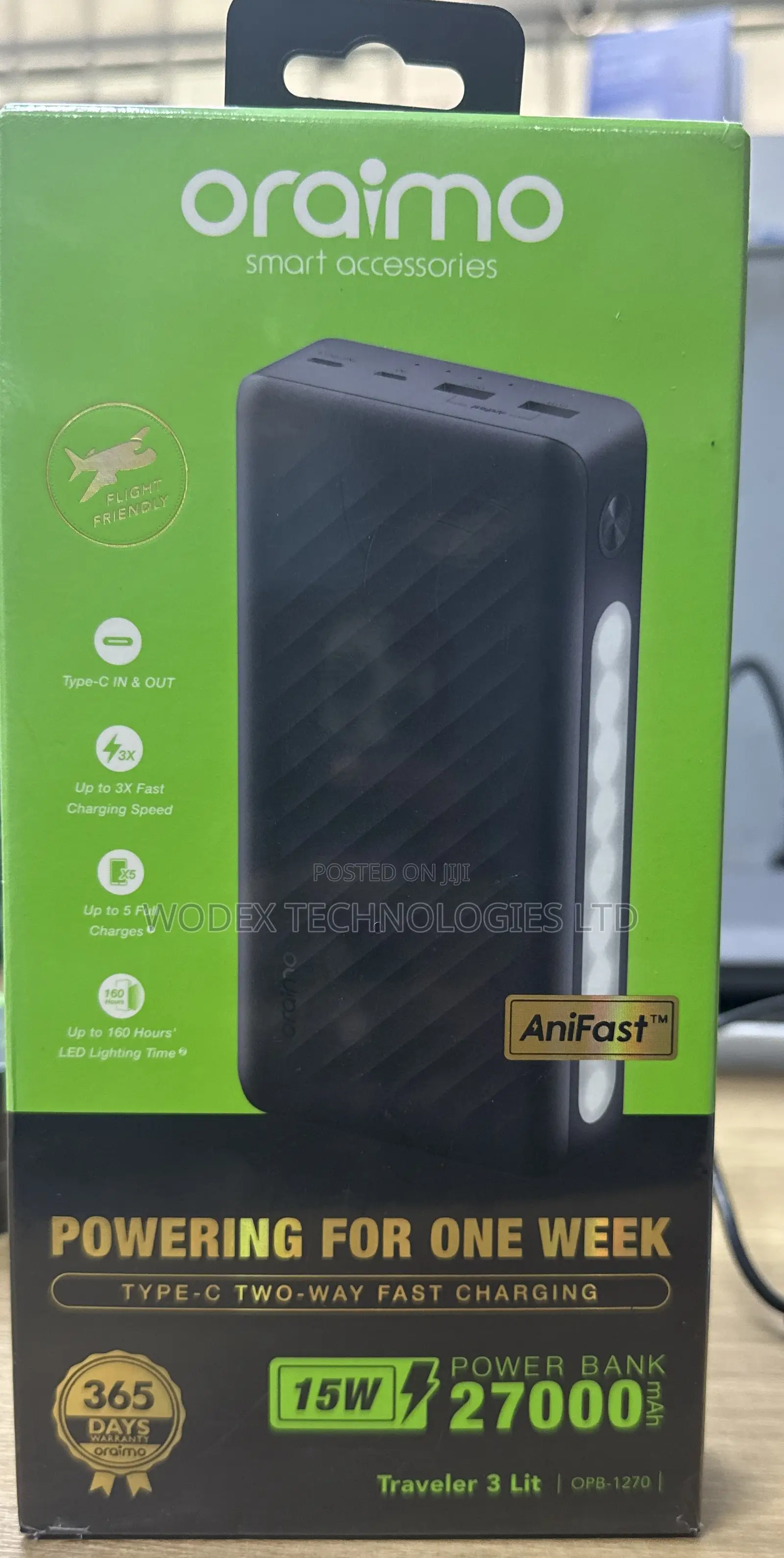 Oraimo Traveler 3 Lit 27000mAh Power Bank (Model: OPB-1270).