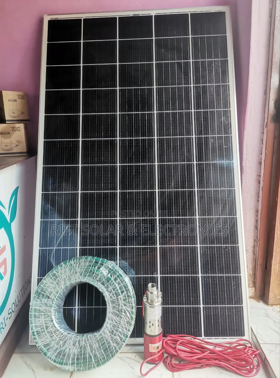 50 Metres Head Solar Pump - 270w Solar Panel - 20m Delivery Cable