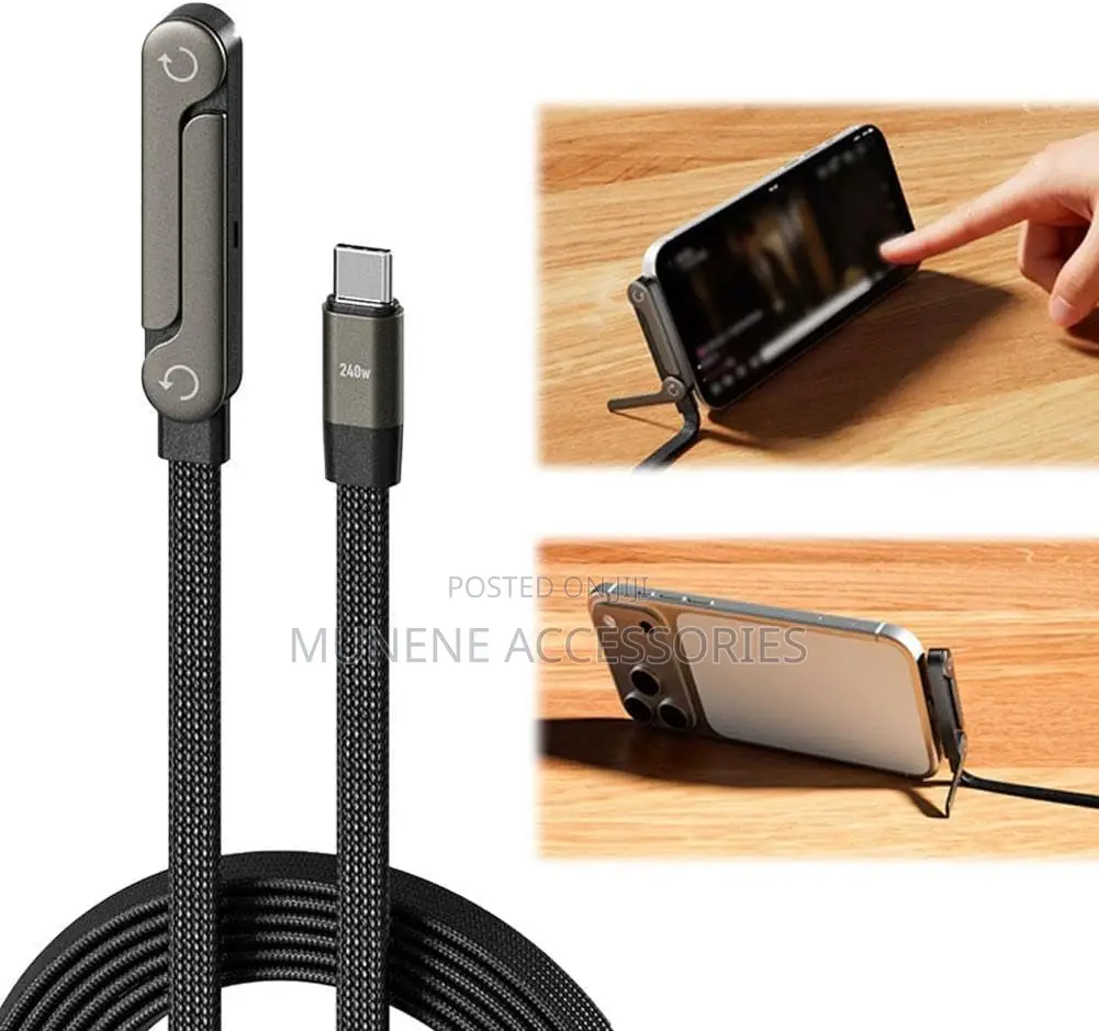 240W USB C to USB C Cable With Stand Invisible Holder Charger Cable