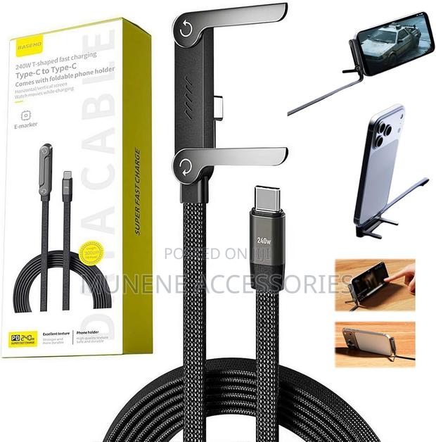 240W USB C to USB C Cable With Stand Invisible Holder Charger Cable
