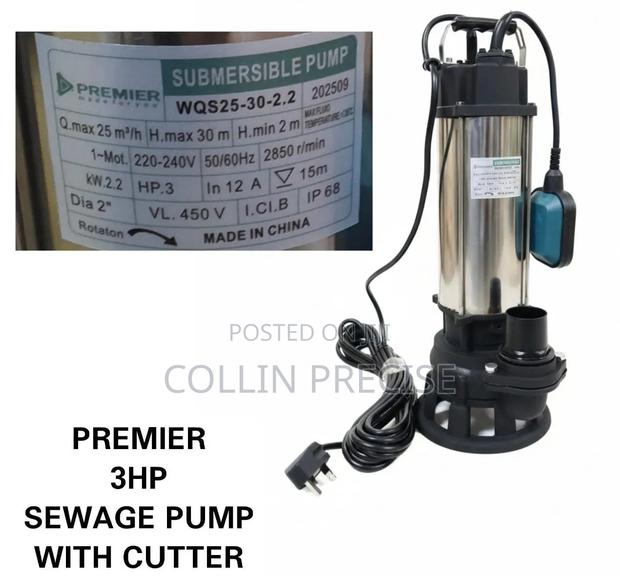 Premier 3hp Pump With Cutter 30m - main view