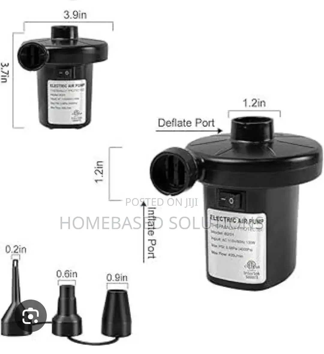 Electric AC Air Pump 55w 3 Nozzles for Mattress Sofas Etc
