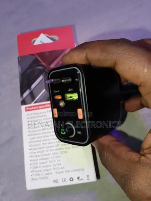Car Fast Charger(120 Watts)with Type C and iPhone Cables, Music Player