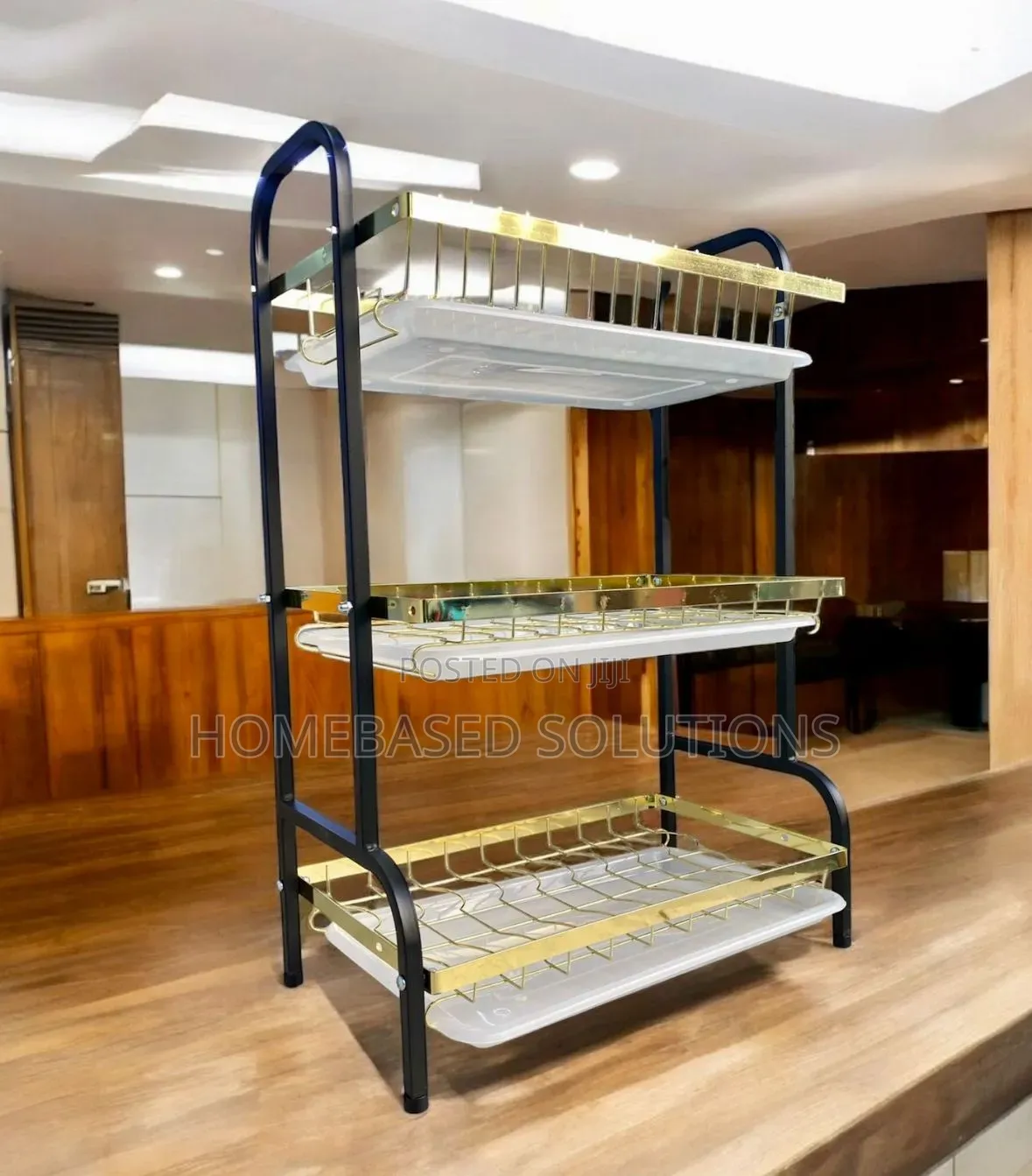 Carbon Steel 3 Tier Dish Rack-Black
