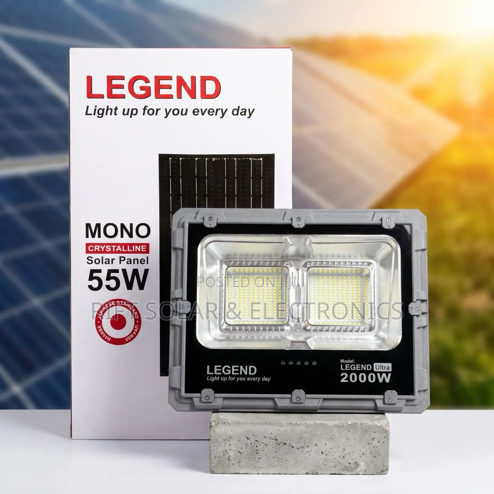 100 Watts Solar Floodlight With Automatic Light Sensor & Remote