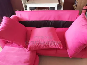 Pink 3 Seater Sofa + Leg Rest