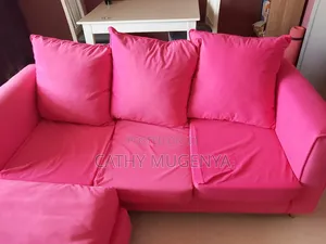 Pink 3 Seater Sofa + Leg Rest