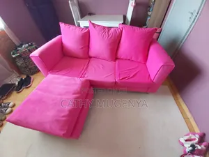 Pink 3 Seater Sofa + Leg Rest