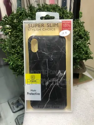 Super Slim, Black Marble Pattern Phone Case Labeled for an iPhone X