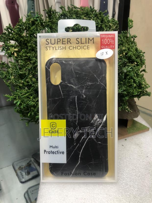 Super Slim, Black Marble Pattern Phone Case Labeled for an iPhone X - main view