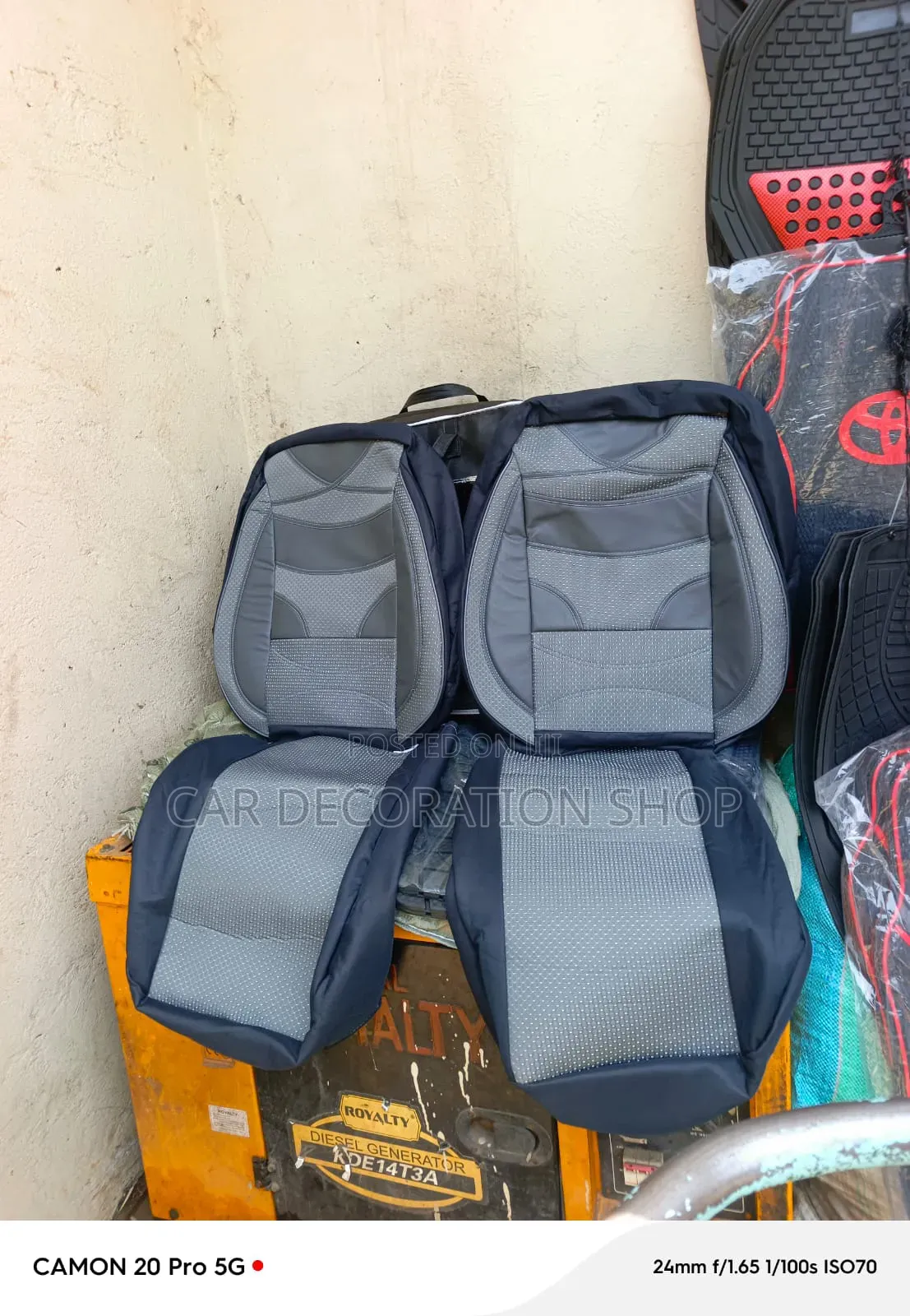 Grey Leather Fabric Mix Washable Seat Covers