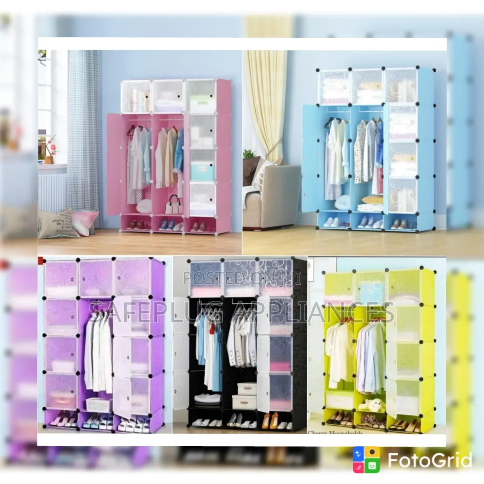 3-Column Plastic Wardrobe–Spacious Clothes Storage Organizer