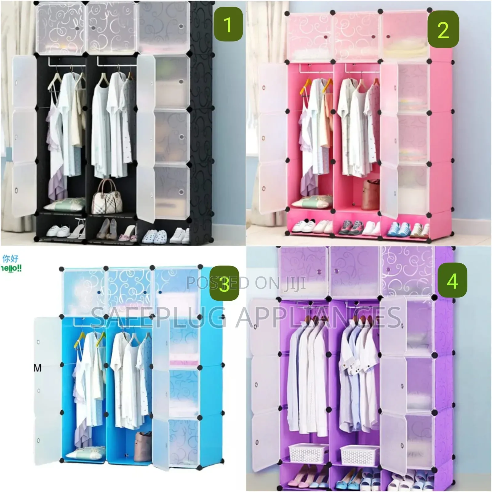 3-Section Plastic Wardrobe – Durable & Space-Saving Storage Solution