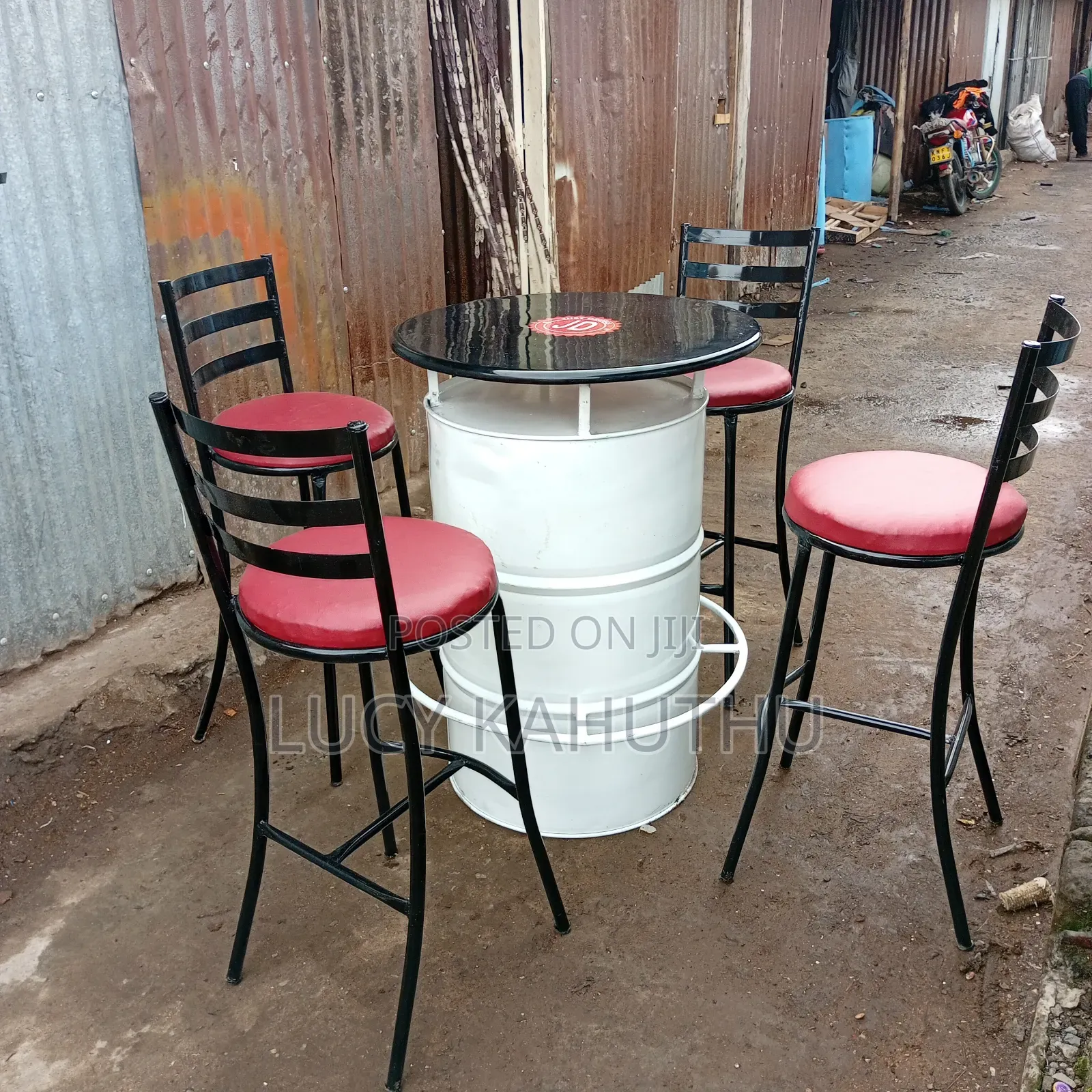 Black Marble Top Drum With Supported Stand